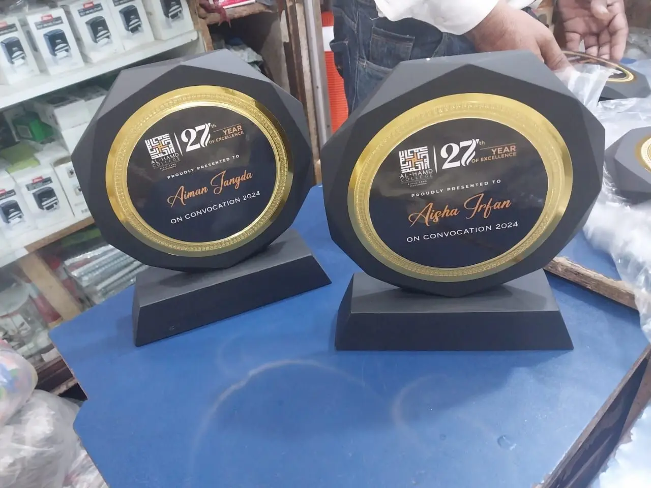 Octagon Black Acrylic Award with Gold Ring — photo 2