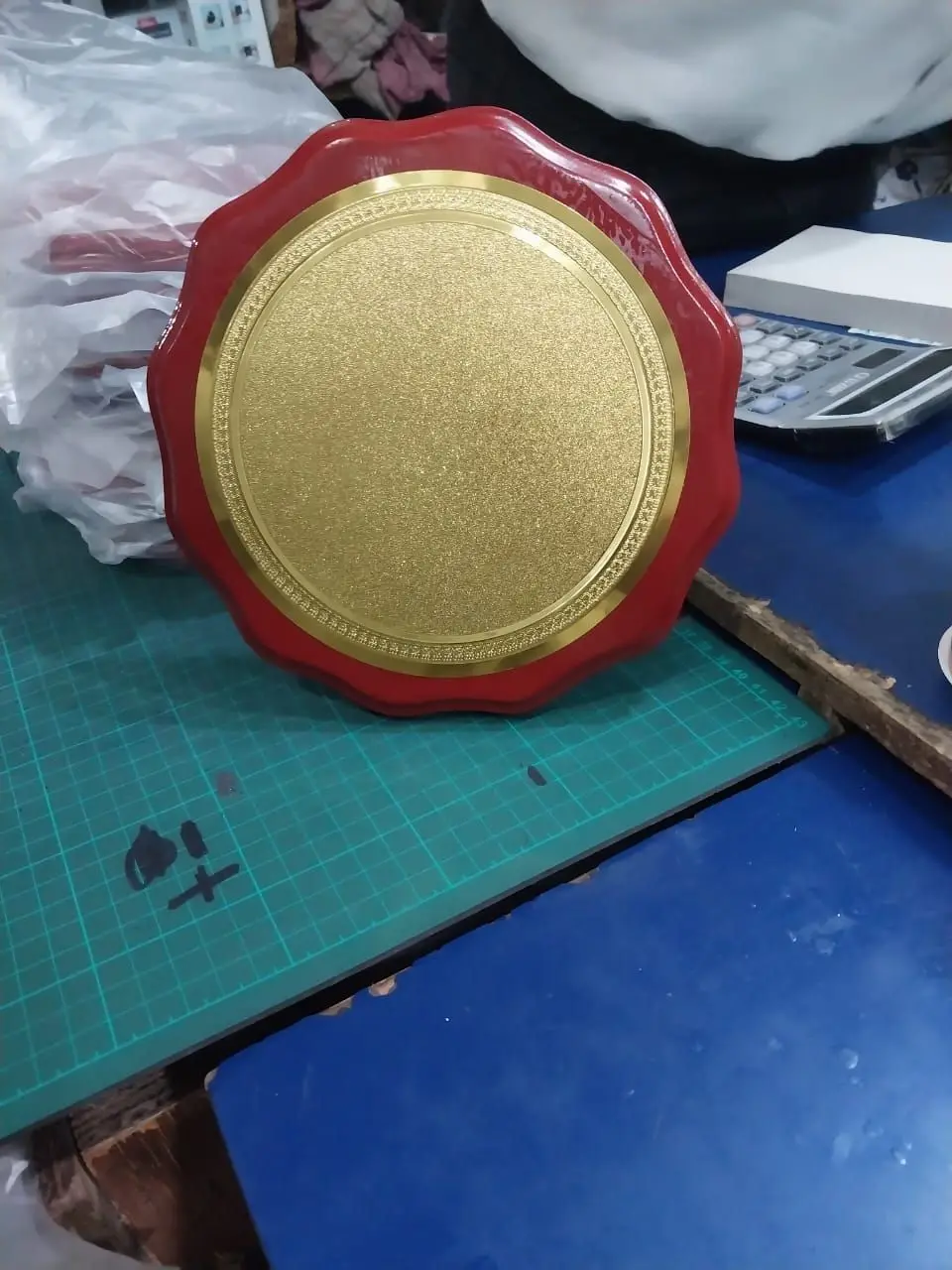 Scalloped Wooden Shield with Gold Disc — photo 1